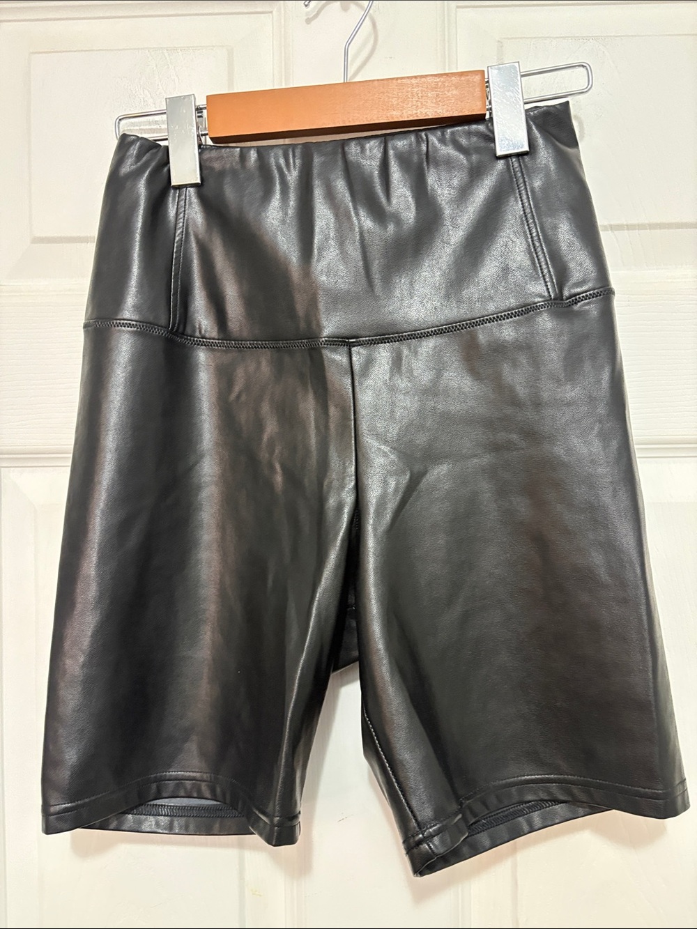 Wilfred Free Daria Faux Leather High-Waist Biker Shorts - Black